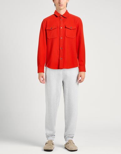 Man Shirt Tomato red Size L Virgin Wool, Polyamide