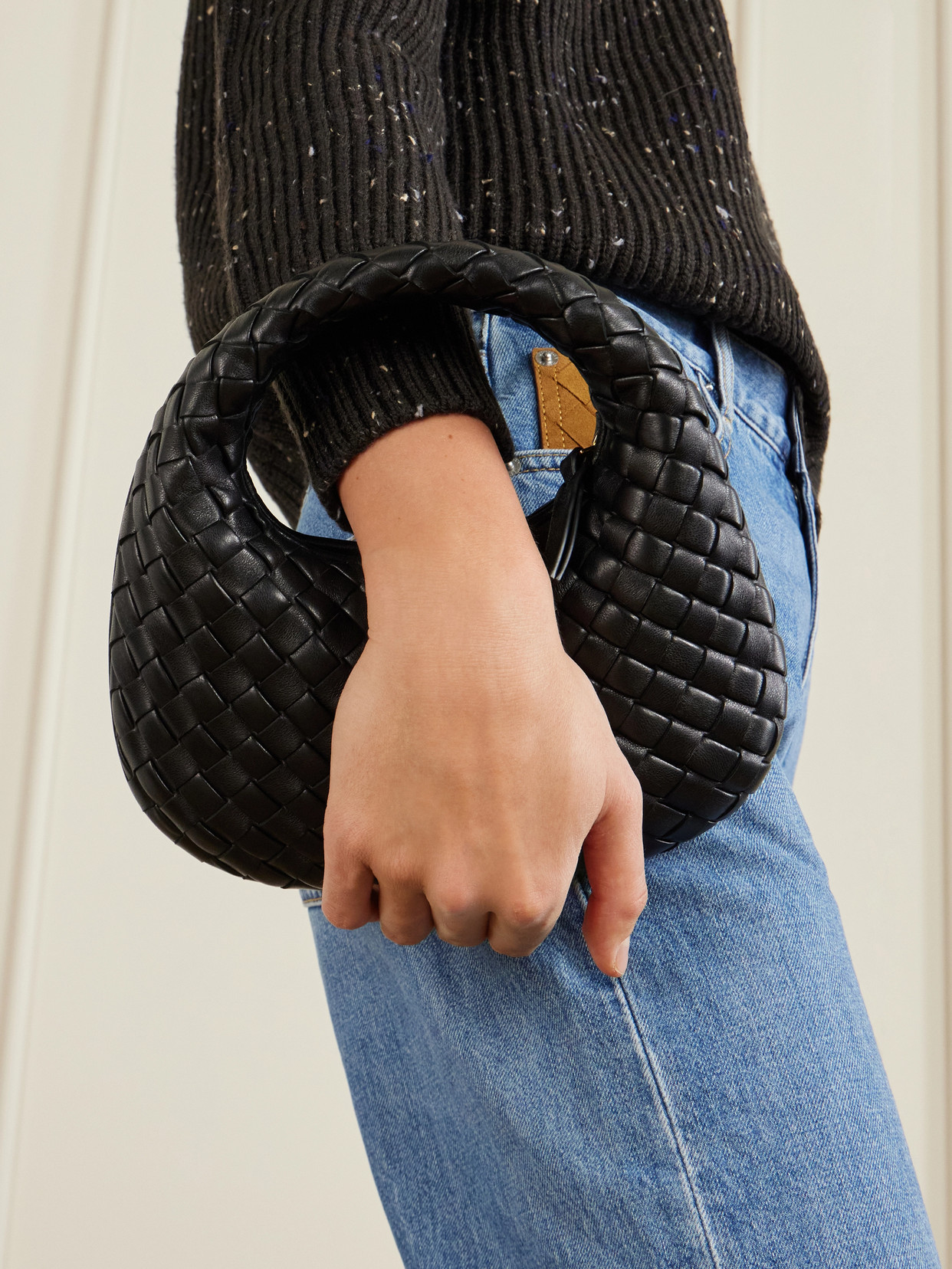 Intrecciato Leather Tote - Black