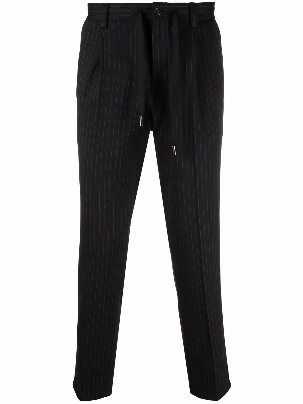 Pinstripe cropped trousers - Black
