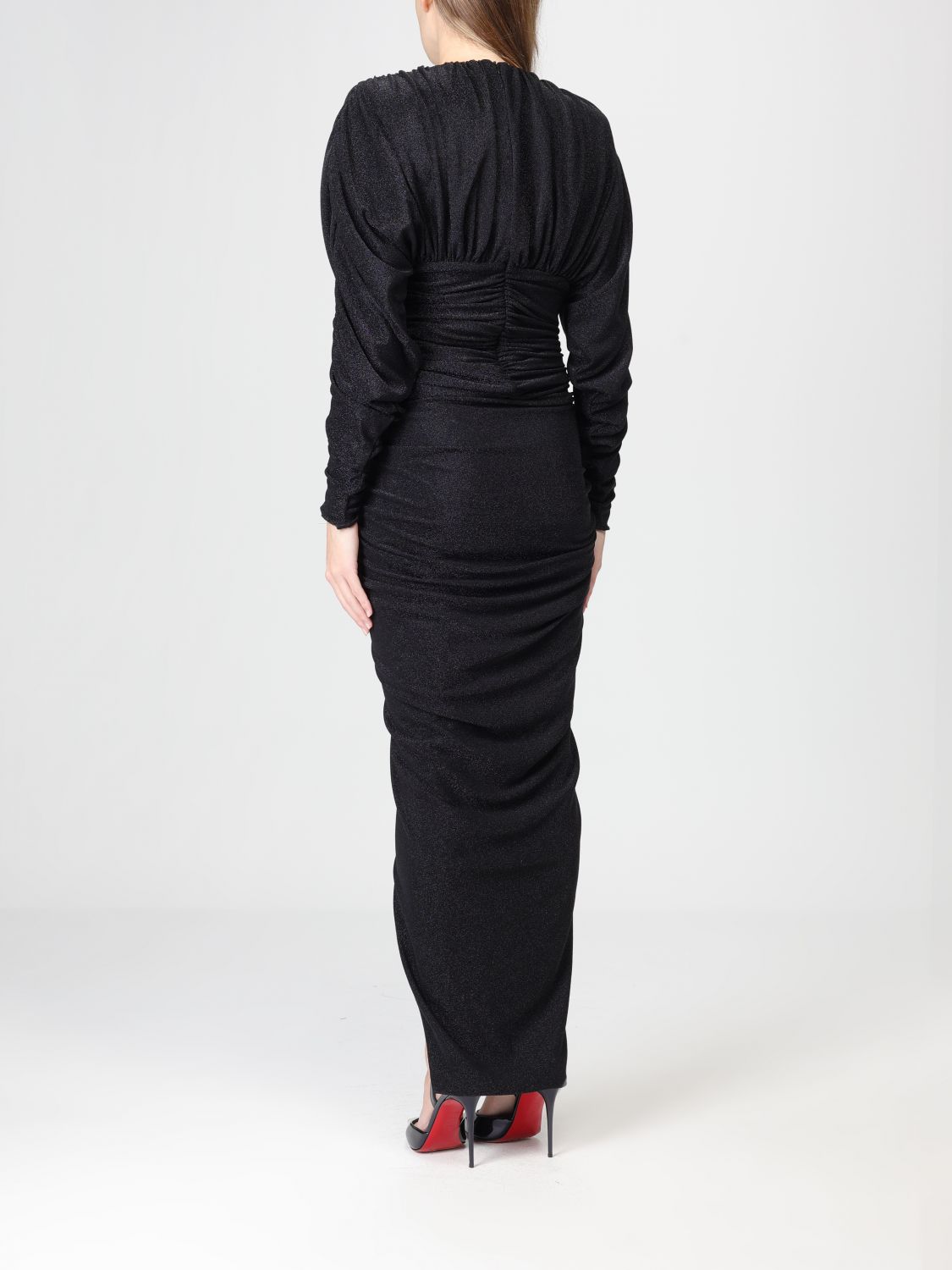 Lurex asymmetric midi dress - Gold