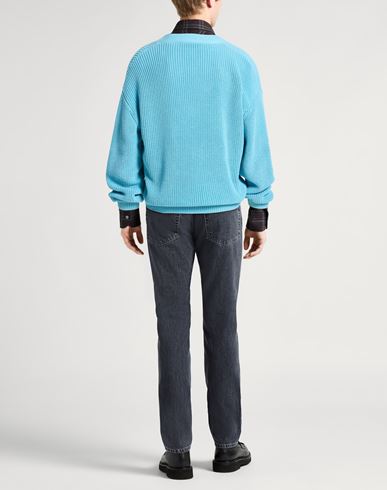 Man Cardigan Turquoise Size L Cotton