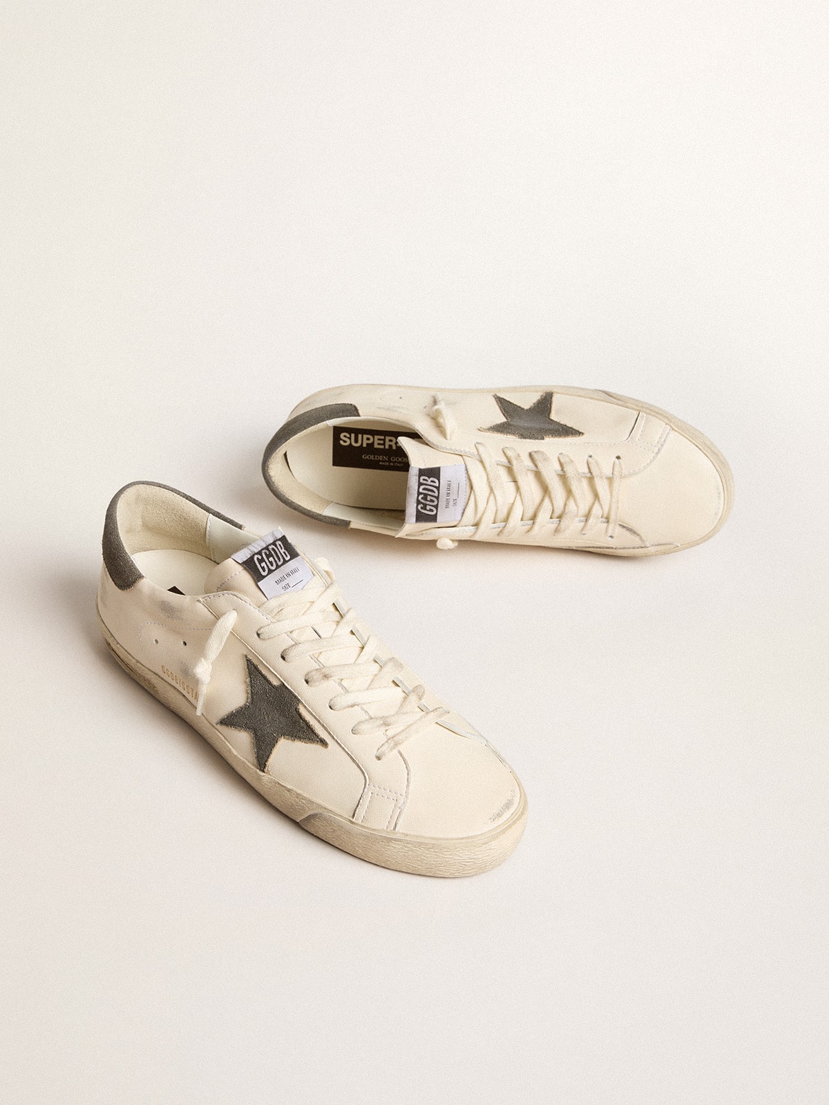 Golden Goose - Super-star In Nappa With Gray Suede Star And Heel Tab, Man