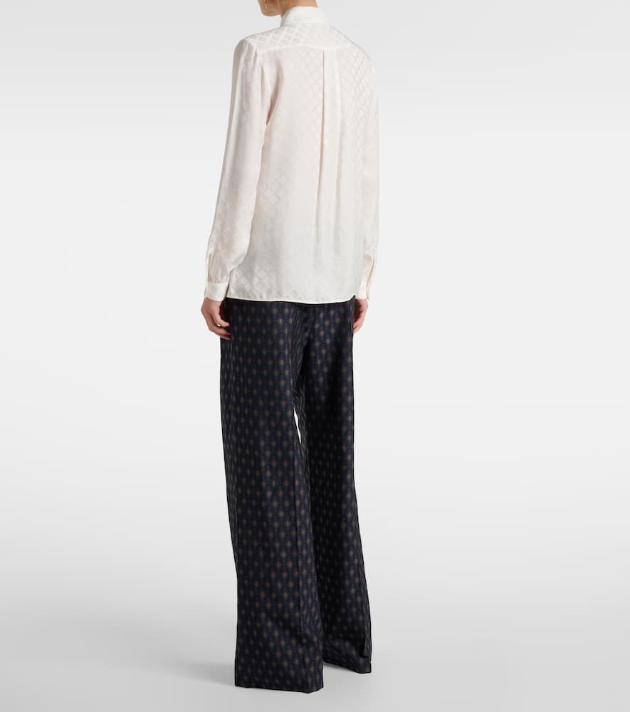 Printed silk-blend satin blouse