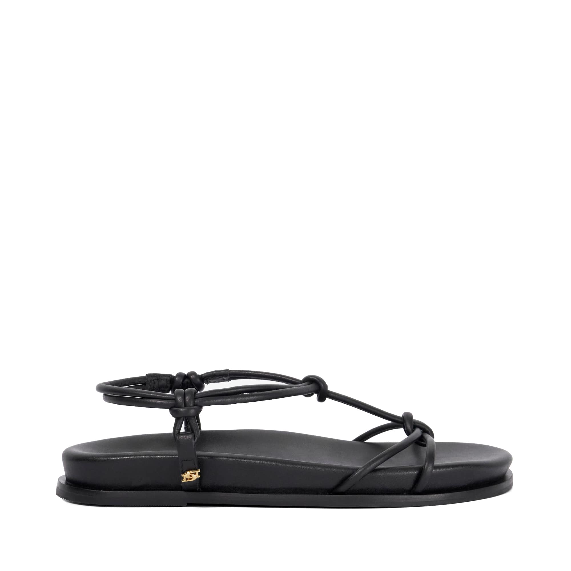 Dune London Womens Ladies Launa - Leather Knotted Strap Flat Sandals - Black