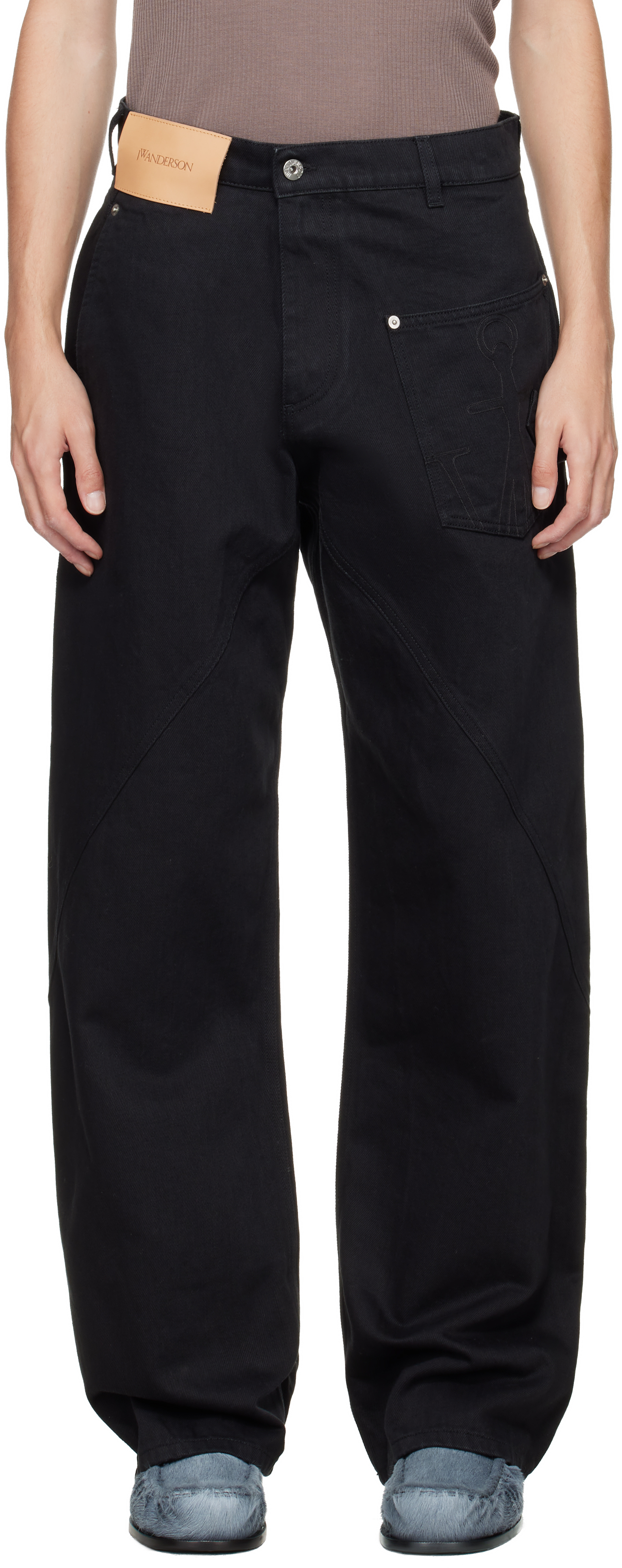 Black Twisted Workwear Jeans