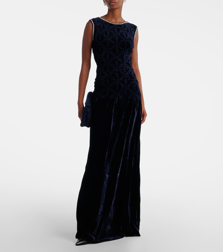 Embellished velvet gown