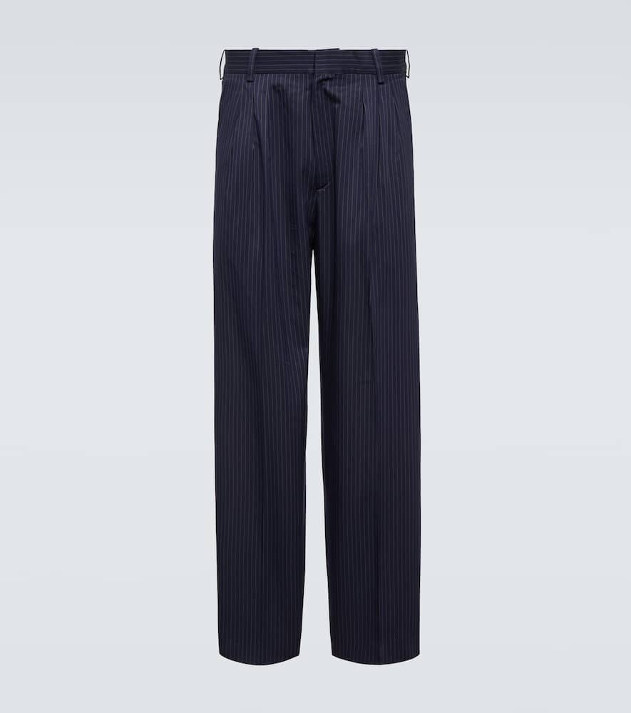Pinstripe cotton and linen pants