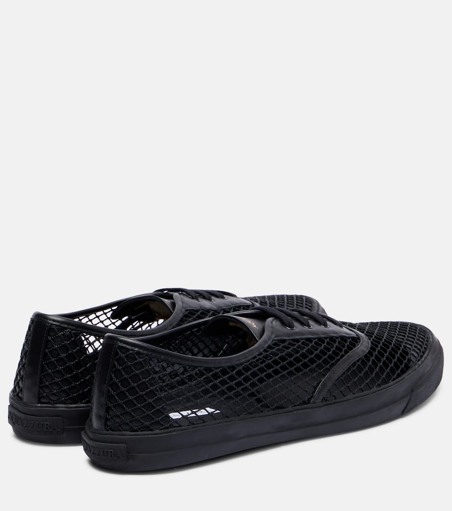 Minimalist Mesh leather-trimmed sneakers
