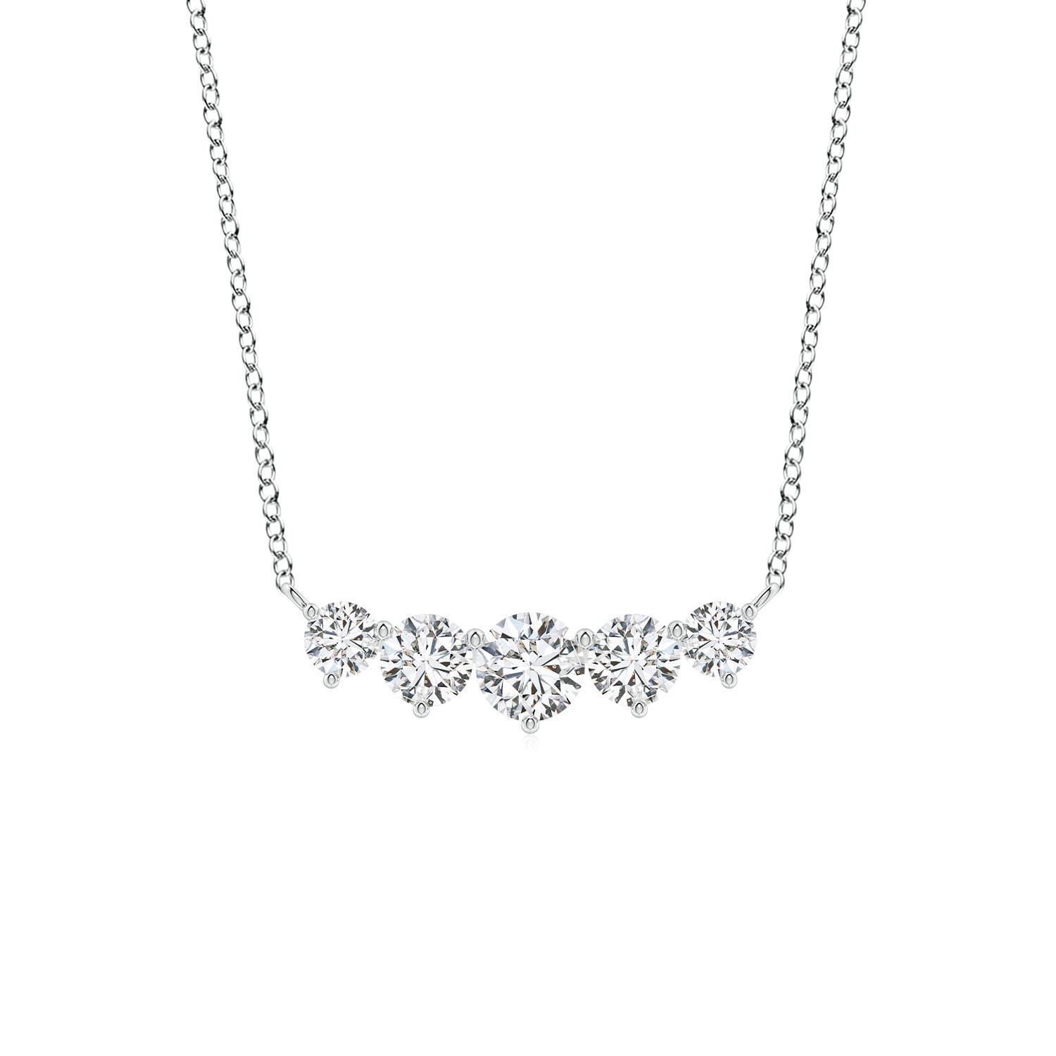Angara 0.5 Carat Graduated Five Stone Round Diamond Necklace in 14K White Gold
