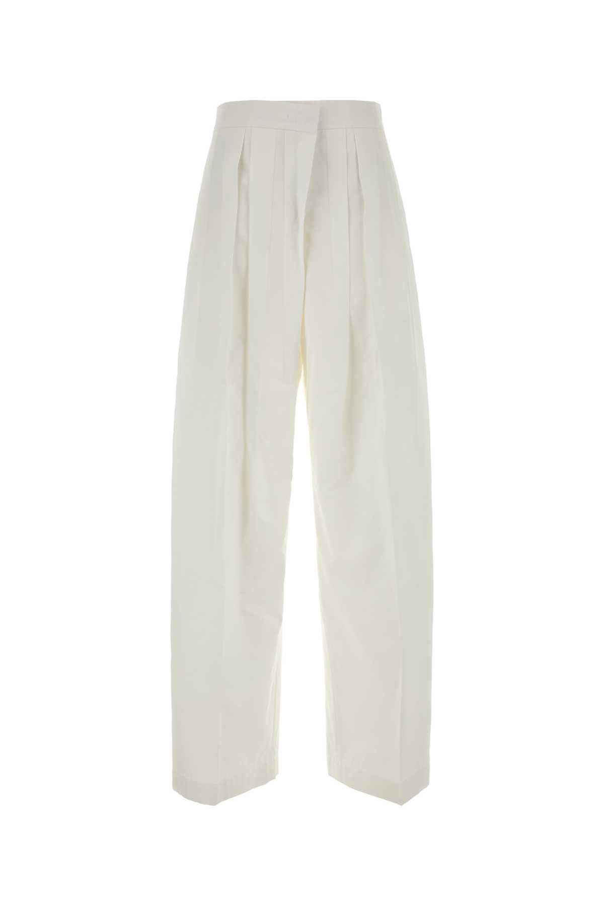 Cotton Blend Trousers — Beige