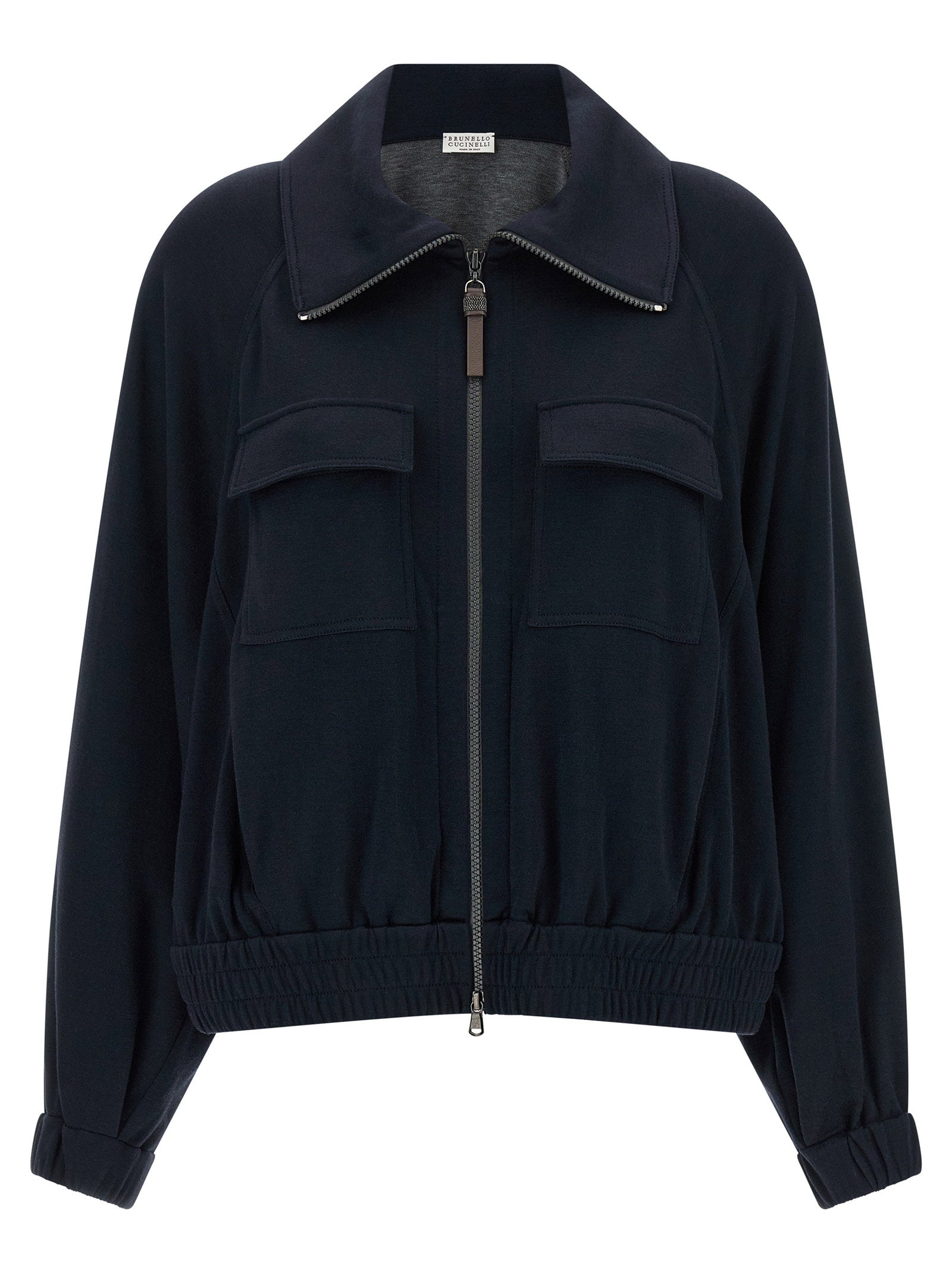 Shiny Zipper Pull Sweatshirt