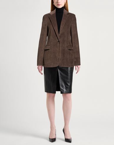 Woman Blazer Chocolate brown Size 10 Cotton