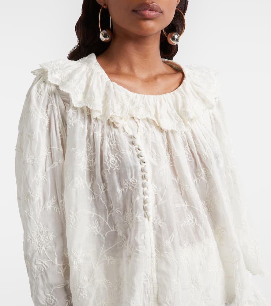 Zelly embroidered cotton and silk blouse
