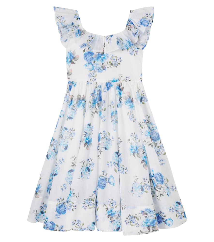 Ruffled floral cotton voile dress
