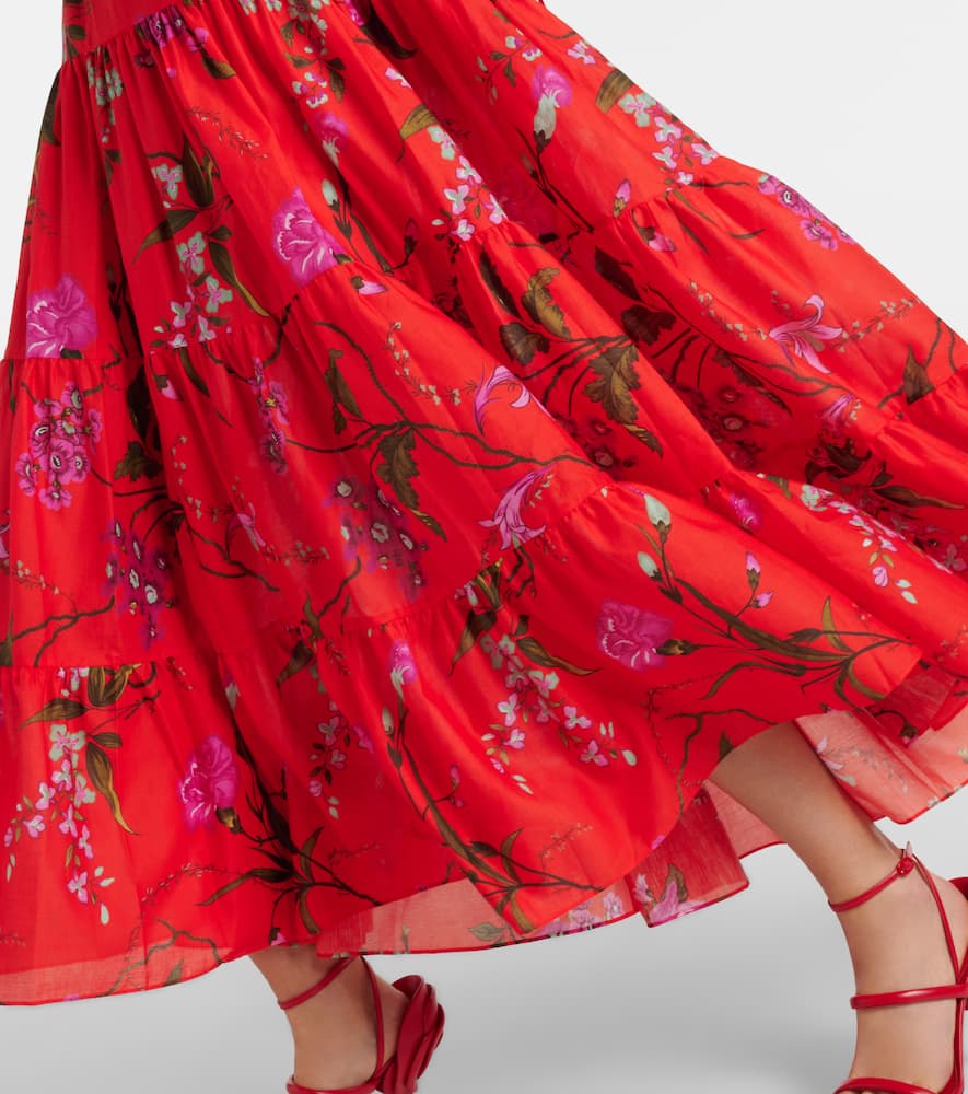 Floral cotton-blend midi dress
