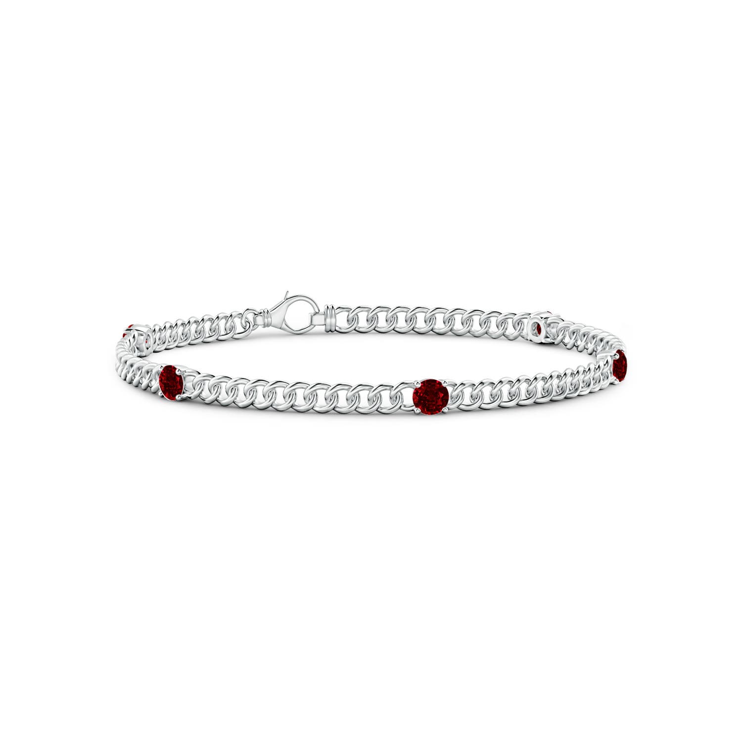 Angara 1.4 Carats Five Stone Ruby Station Bracelet in 14K White Gold