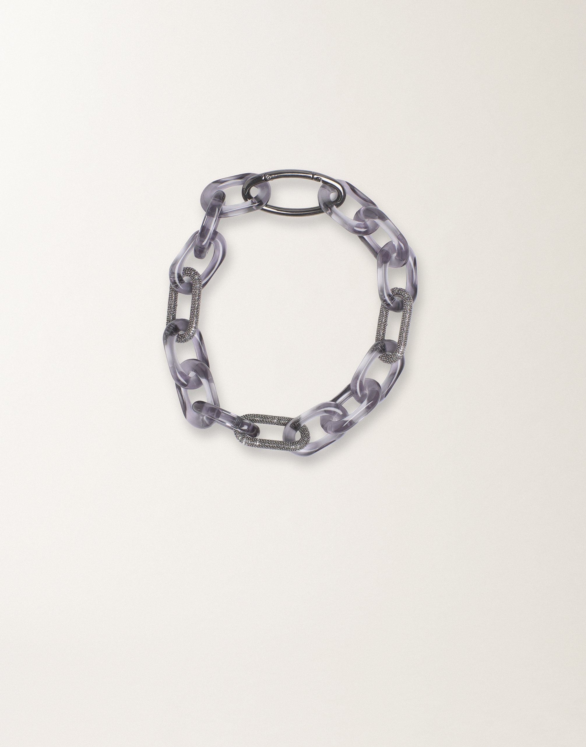 Smoky plexi chain necklace with filo diamante