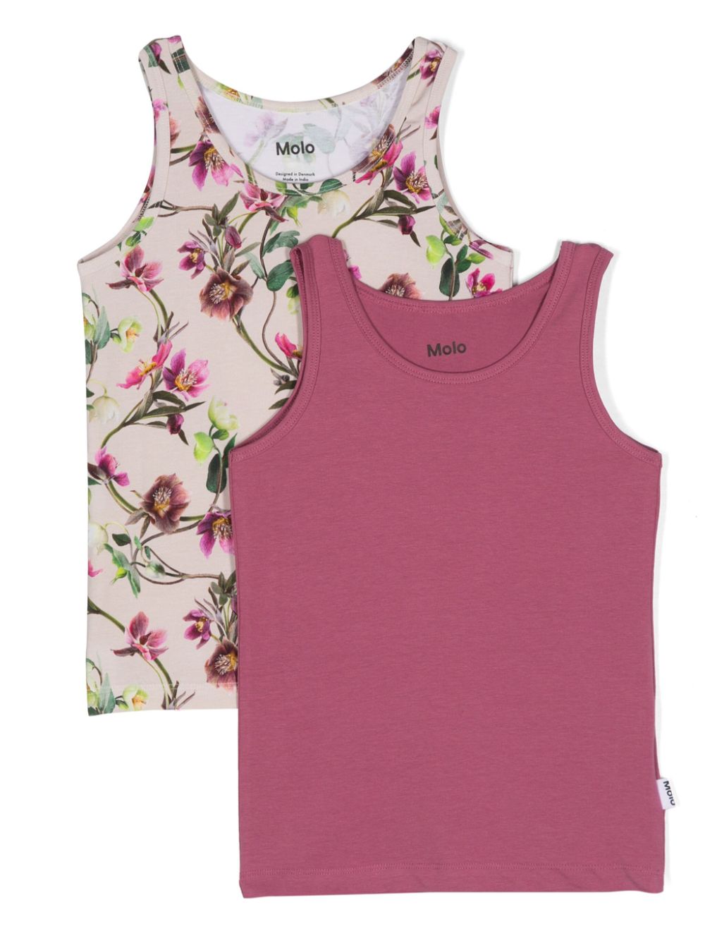 Floral-print tank tops (set of two) - Pink