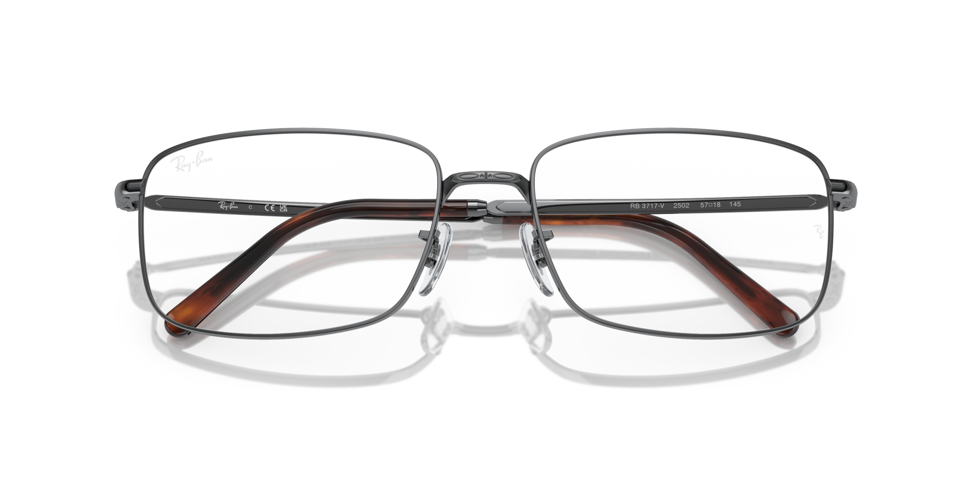 Ray - Ban Unisex Ray - Ban RX3717V 2502 Optical frames Metal Grey Transparent Squared Norma