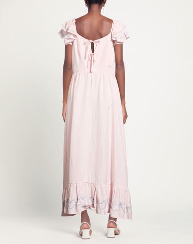 Woman Maxi dress Light pink Size L Linen, Viscose
