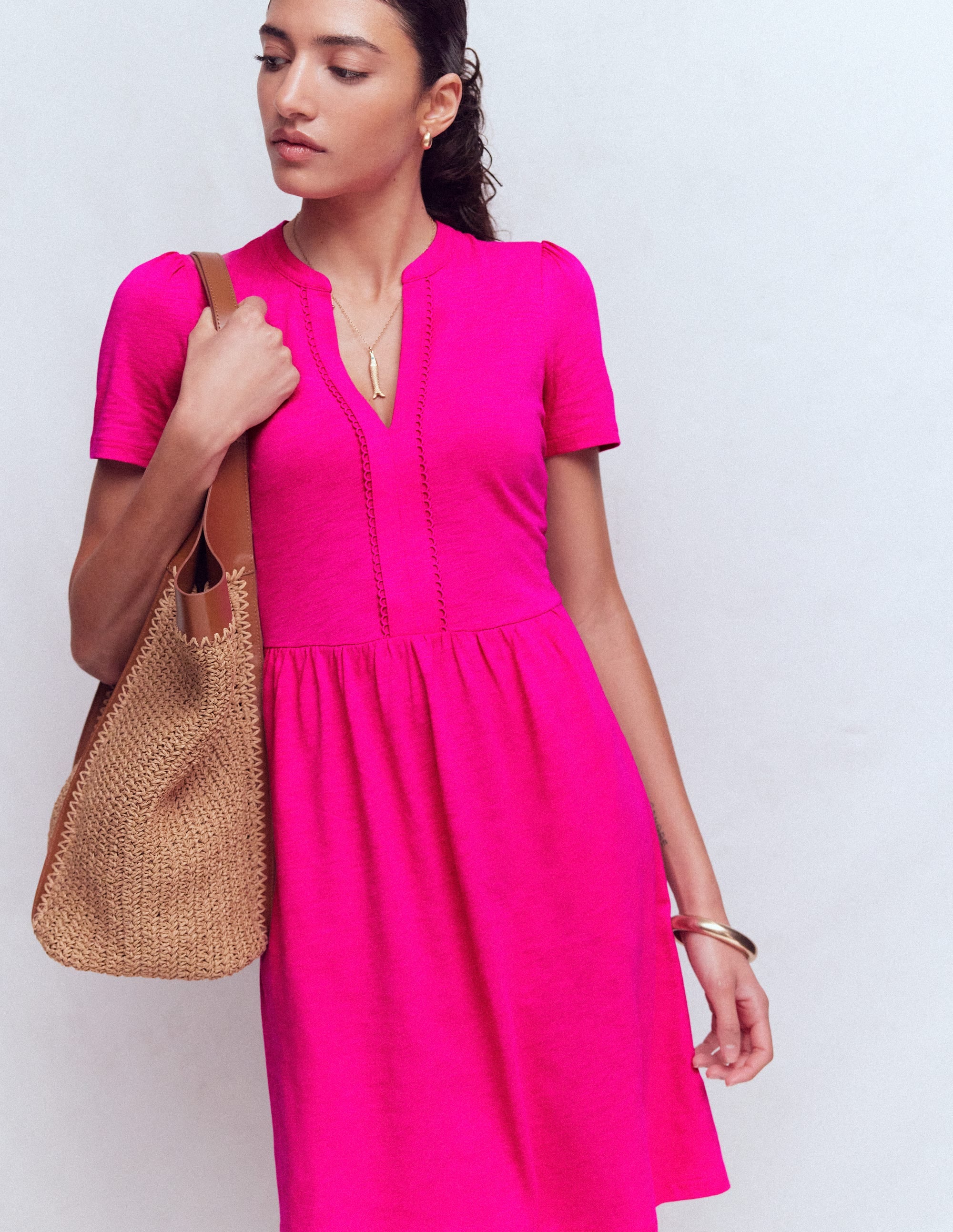 Women's Naomi Short Jersey Dress in Pink | Size 0