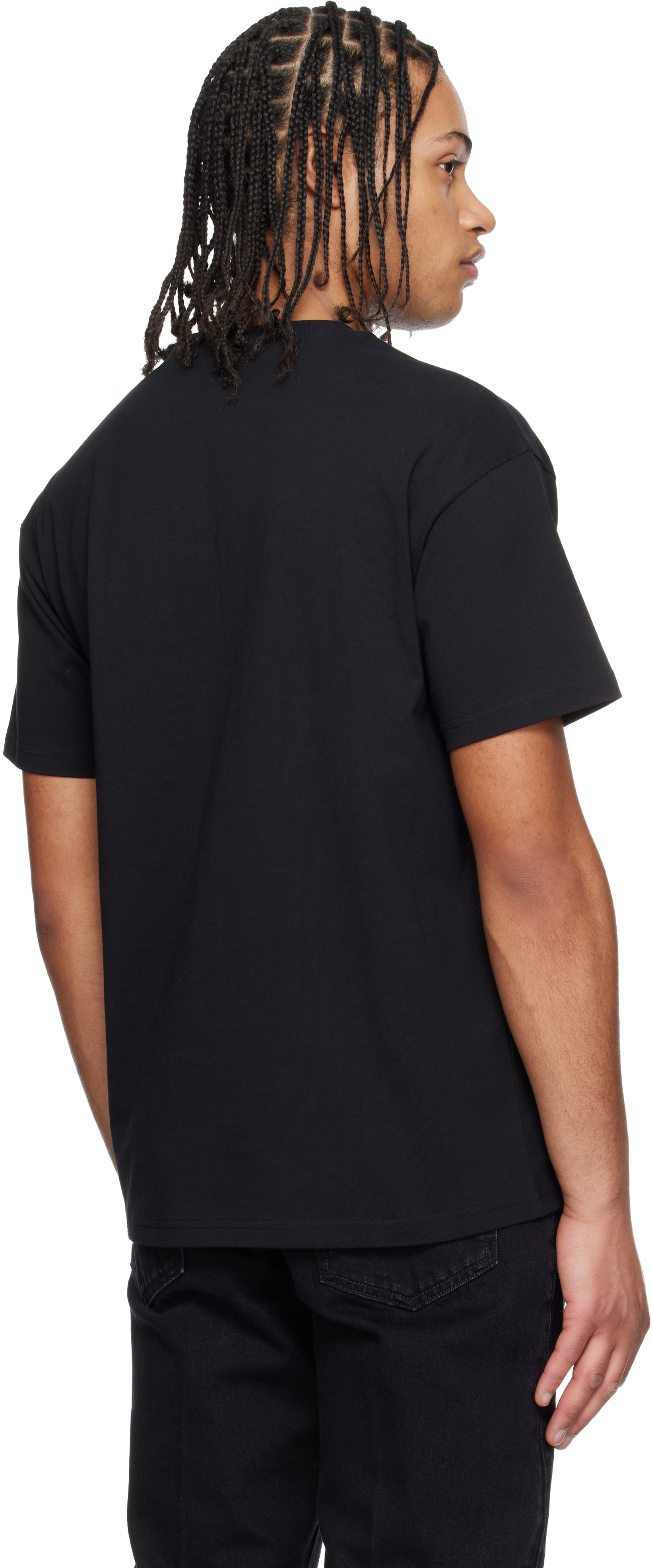 Black Cotton 'Paris' Embroidery T-shirt
