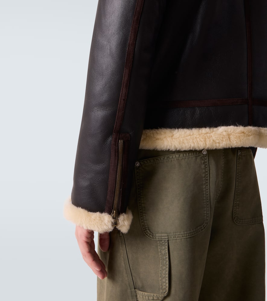 Shearling-trimmed leather jacket