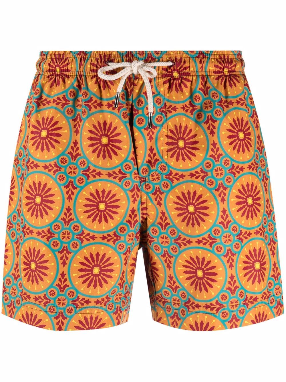 Geometric-pattern swim shorts - Orange