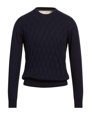 Natural Feeling Man Sweater Midnight blue Size 3XL Cotton, Wool