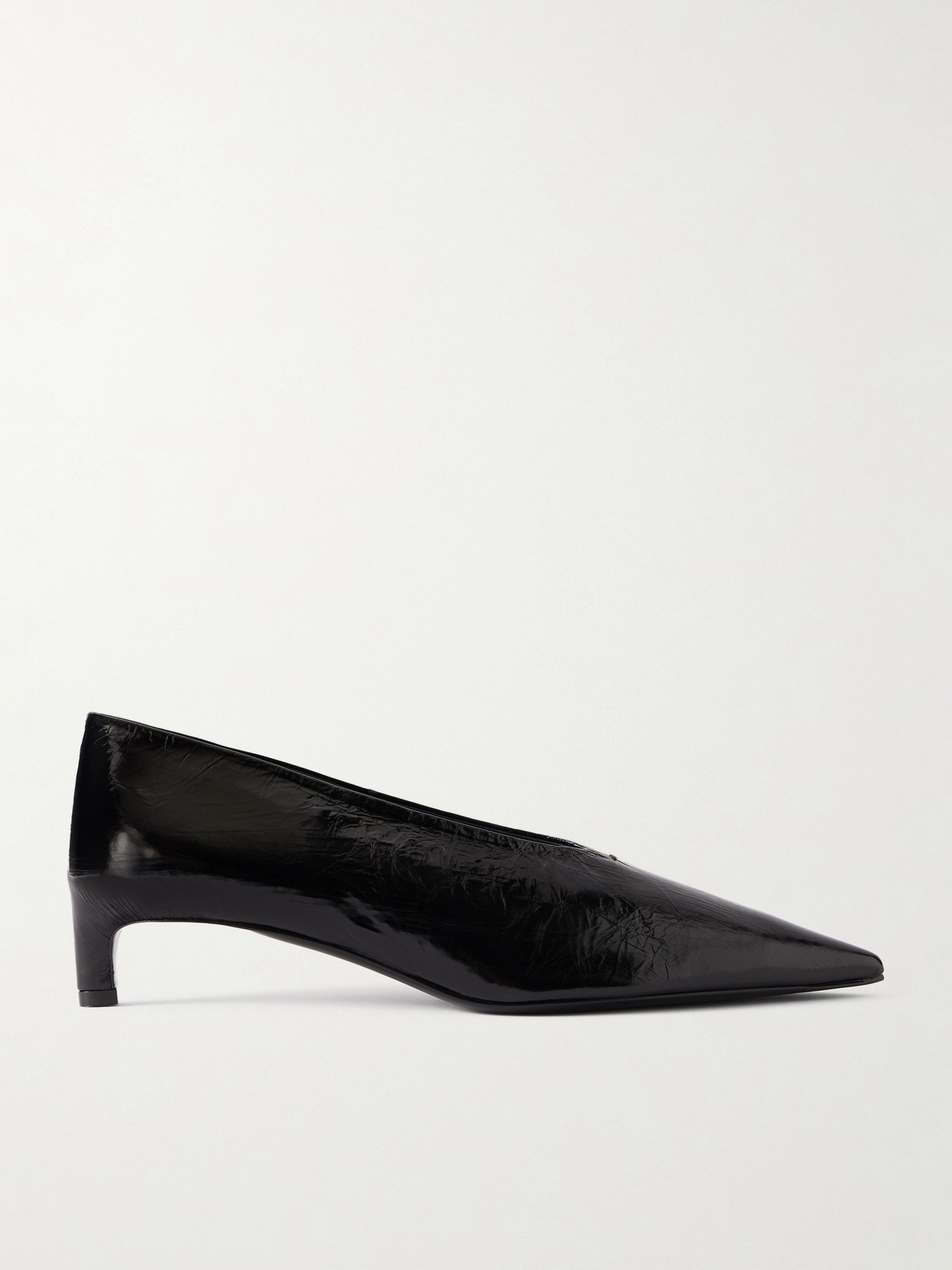 Crinkled Patent-leather Pumps - Black
