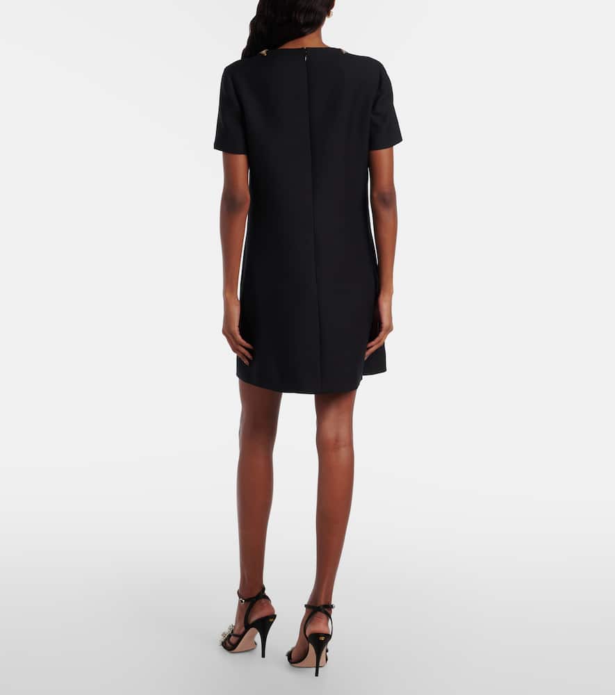 Embellished wool and silk minidress