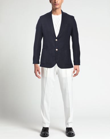 Man Blazer Navy Size 36 Linen, Viscose