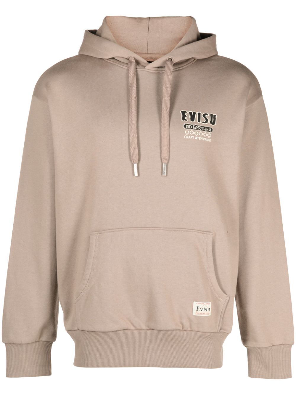 Logo-patch cotton hoodie - Neutrals