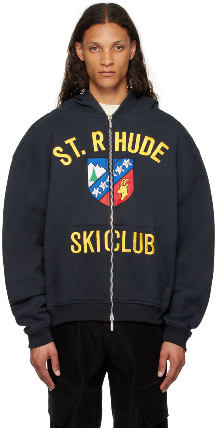Rhude Black 'St. Rhude' Zip Hoodie