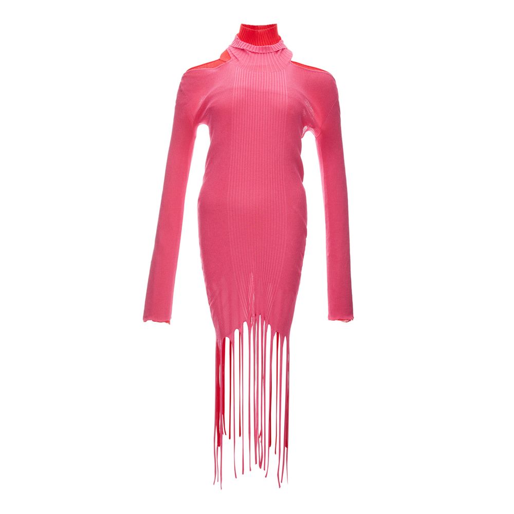 Fringed Stretch Knit Tunic — Pink