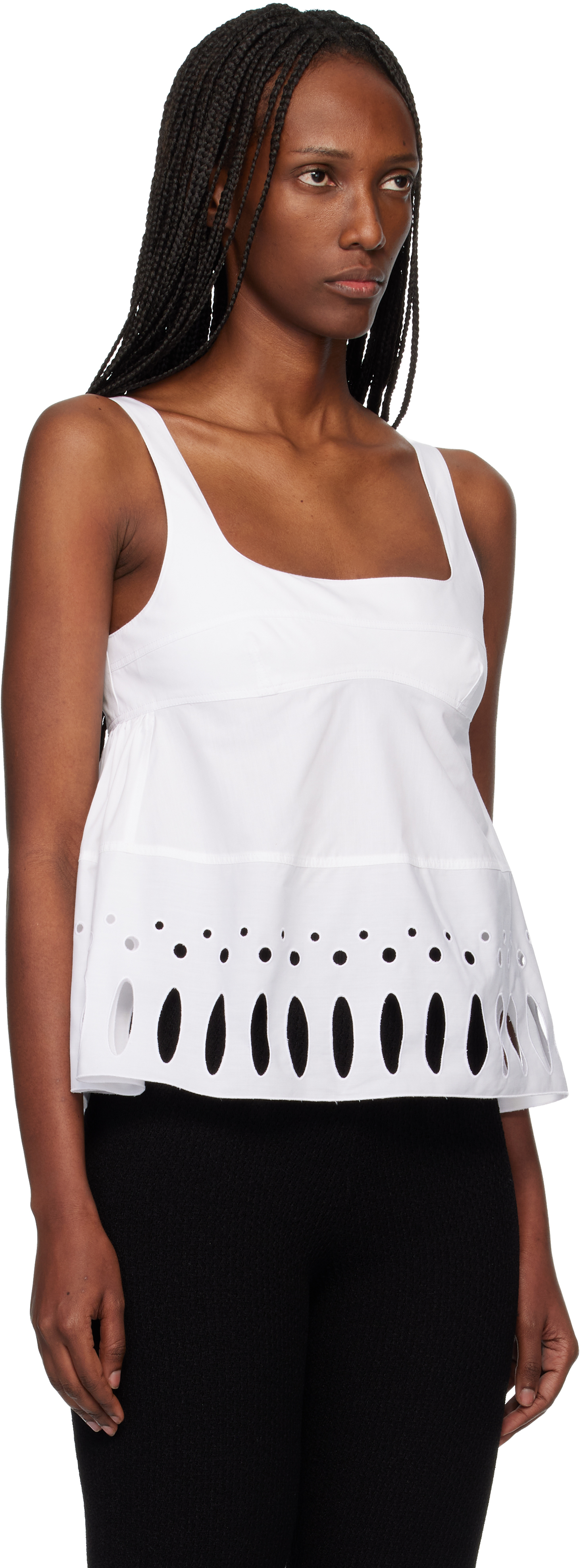 White Square Neck Tank Top