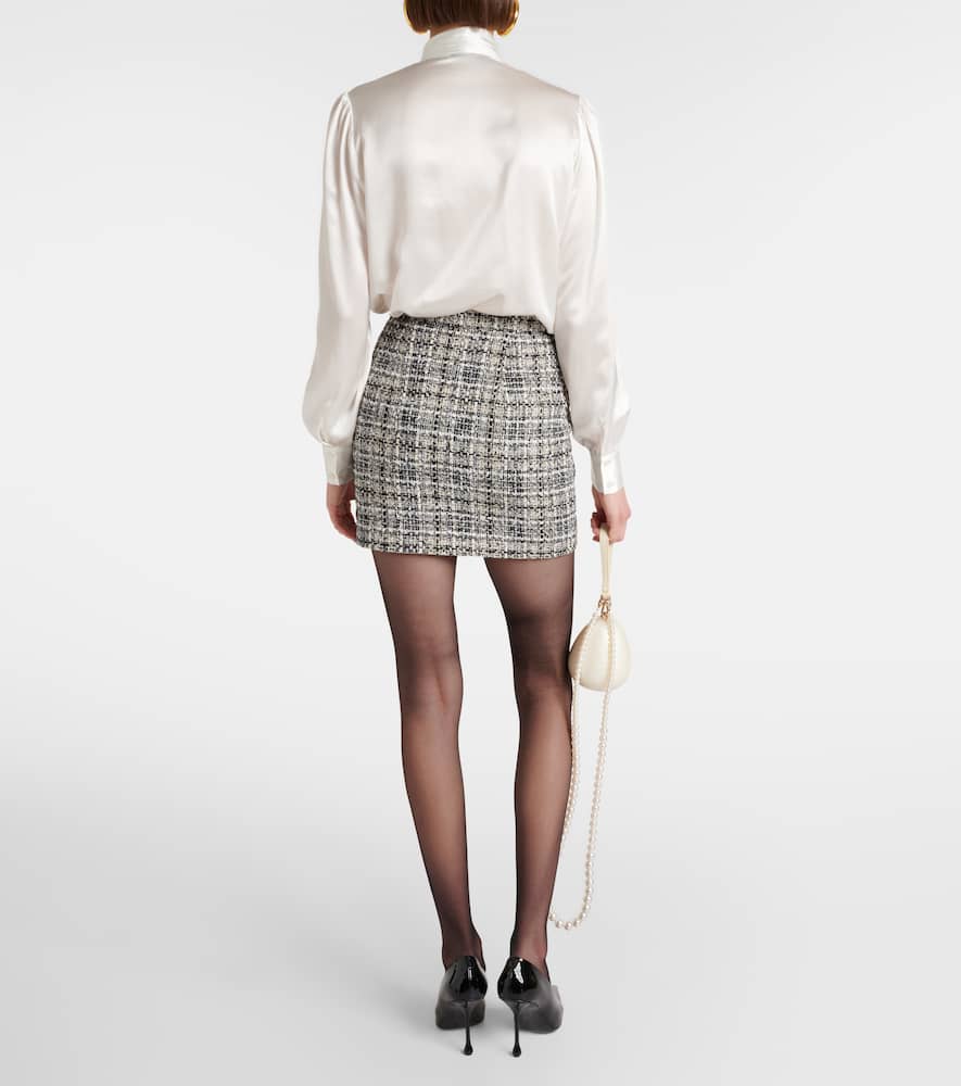 Checked lamé tweed miniskirt