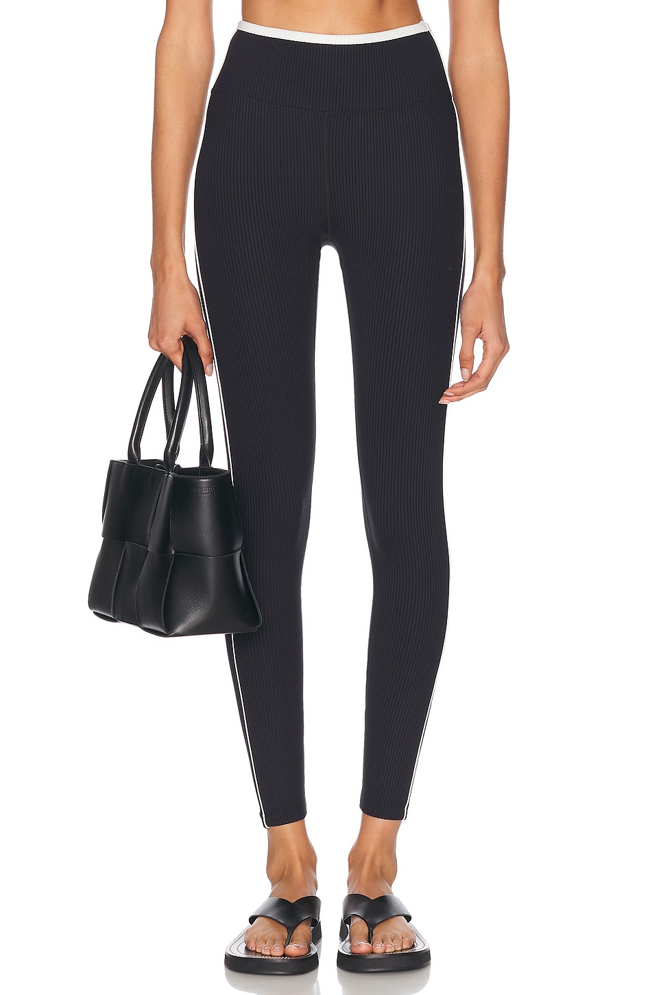 YEAR OF OURS Ribbed Track Legging in Black & White - Black & White.  XS also in