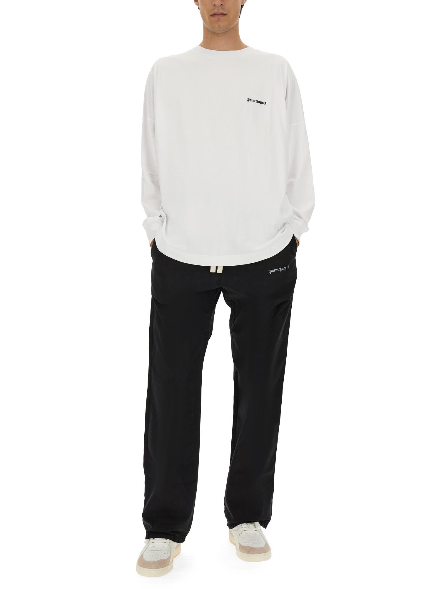 Embroidered-logo long-sleeve T-shirt - White
