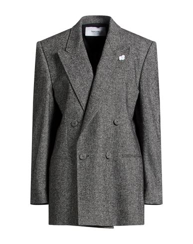 Woman Blazer Charcoal Size 12 Wool, Polyester, Acrylic, Silk, Elastane