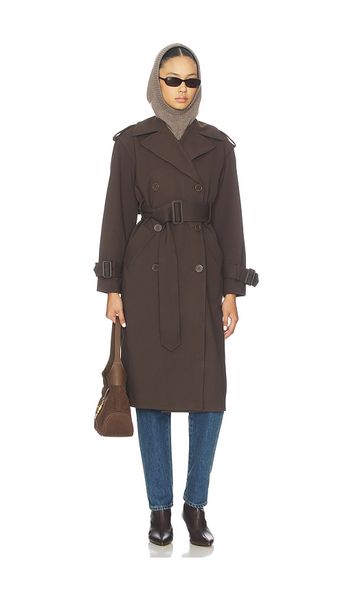 Susana Monaco Double Knit Trench Coat in Chocolate. M. Also in S