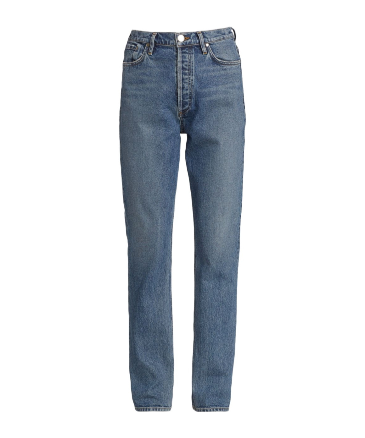 High-waisted straight-leg jeans