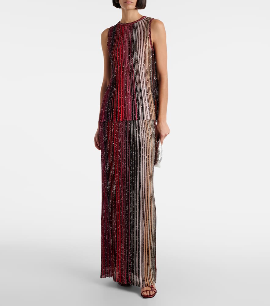 Missoni Striped sequined lamé maxi skirt
