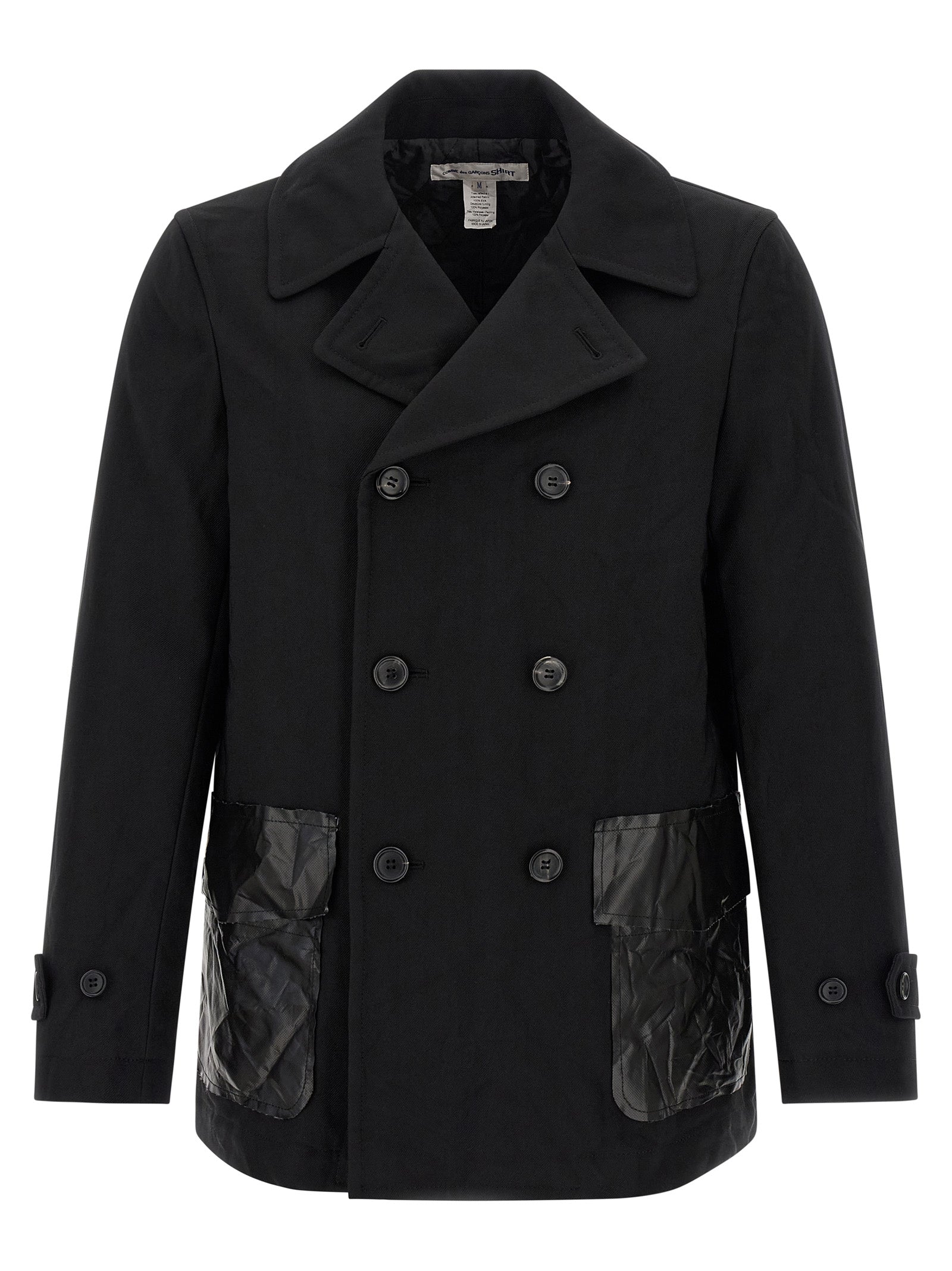 Double-Breasted Canvas Coat — Black