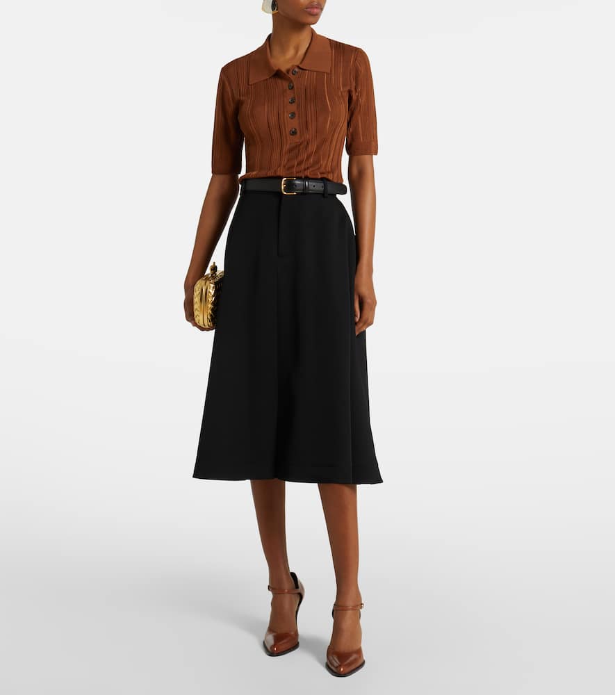 Laddered ribbed-knit polo shirt
