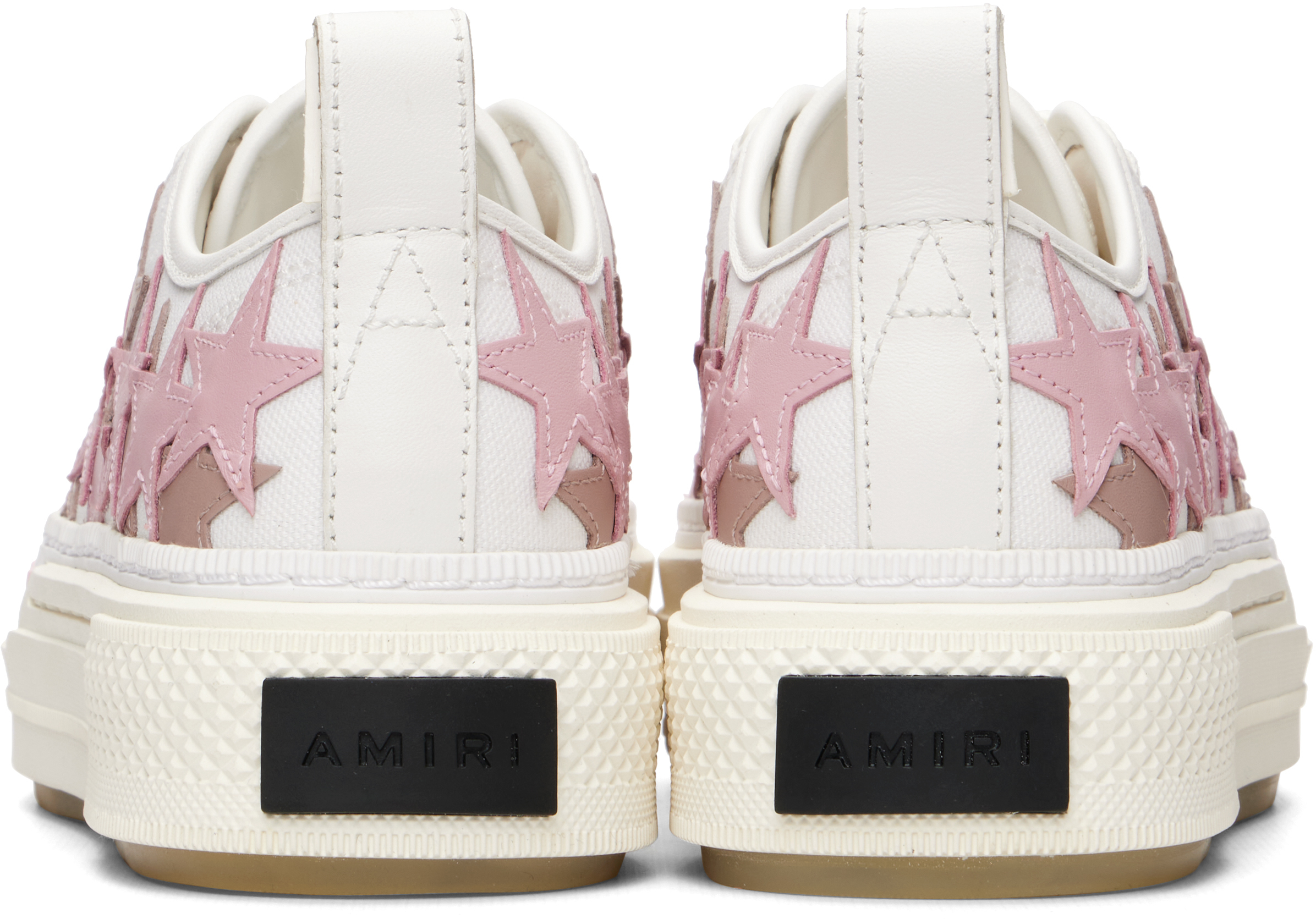 White & Pink Stars Court Low Sneakers