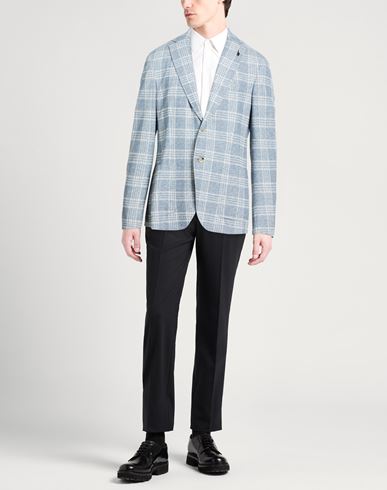 Man Blazer Slate blue Size 44 Linen, Cotton, Polyester