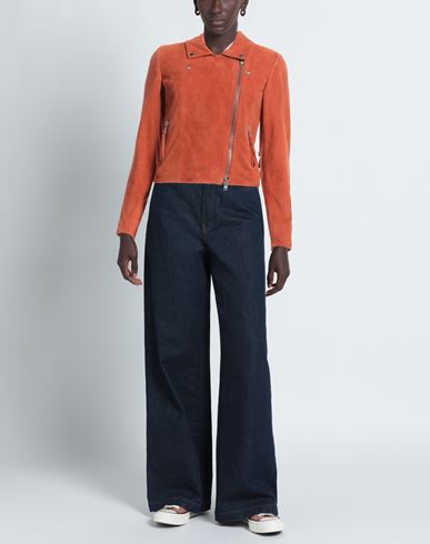 Woman Jacket Orange Size 4 Leather