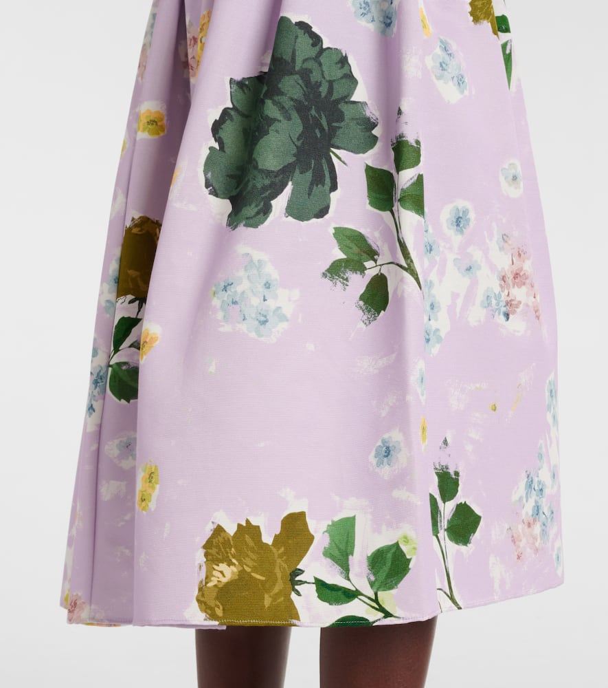 Floral cotton-blend midi skirt