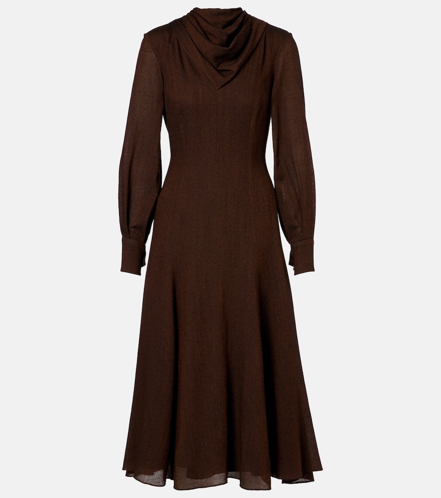 Avara draped wool twill midi dress